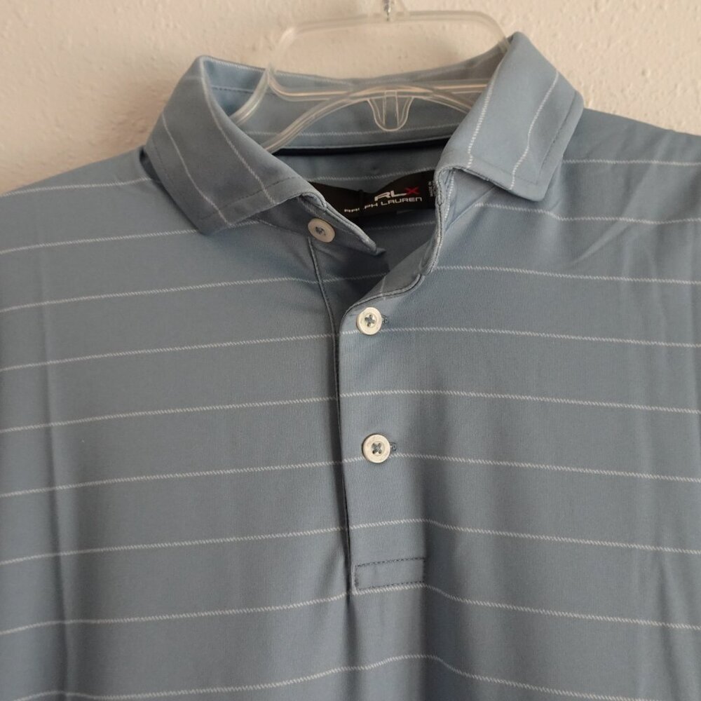RLX Ralph Lauren Polo Shirt Men's Size S Blue Striped Wicking Golf Casual - Picture 4 of 9